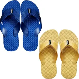 Vitoria Men Slippers | Soft Comfortable Stylish And Anti Skid Men's Flip-Flops & Slippers | Color : Blue-Yellow | Size : 8, FPKS01SpidrYlwSlprS04BoltBluSlpr2SP-8