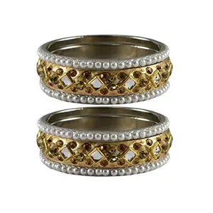 MAYA FASHION Golden stone Brass Bangle Elegant Extra Large Size Bangle | Perfect Fit for Plus Size banglesTrendy and Comfortable Fit for woman and girls | (Sku-ban3534)