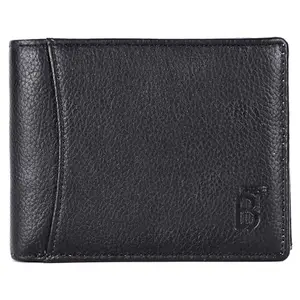 Breaking Threads Genuine Leather Tri -Fold Wallet for Men Black | 2 Transparent Id Window | 9 Card Slots