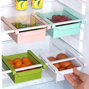 ZURU BUNCH® Plastic Refrigerator Storage Rack Set, Set of 4, Multicolor Multi Purpose Fridge Storage Racks, Shelf for Easily Maintaining Your Extra Meals (Color May Vary)