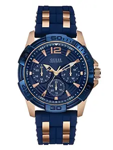 Guess Silicone Sports Analog Blue Dial Men Watch-U0366G4, Blue Band