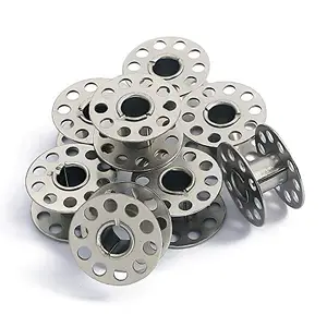 Lucknow Crafts Metal Sewing Machine Bobbins Set | for Home Sewing Machines | Silver Alloy Bobbin | Replacement Tailoring Accessories (50)