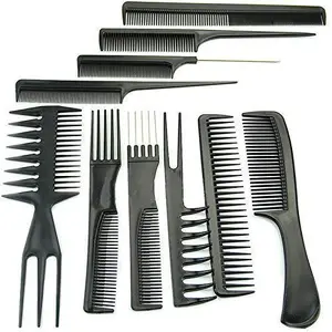 TEEPZEEY 10 Pieces Professional Hair Comb Set Plastic Hair Styling Comb Kit Rat Tail Comb, Wide Tooth Comb, Hair Cutting Comb, Unisex Barber Combs For All Hair Types With 1 Hair Paddle Brush