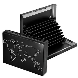 Stealodeal RFID Protected Stainless Steel Black World Map 10 Slot Credit/Debit/ATM Card Holder for Men & Women