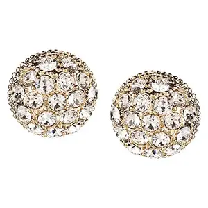 Ananth Jewels Swarovski Yellow Gold Plated Stud Earrings for Women (White)