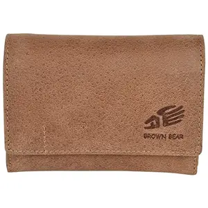 BROWN BEAR Wallets for Women | Genuine Leather L Slim Zipper Purse/Card Holder Organizer for Women Camel