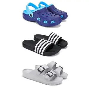 DRACKFOOT Lightweight Classic Clogs || Sandals with Slider for Men-Combo(3)-3019-3024-3114-8 Grey
