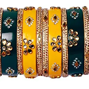 Kanganas Fashion LAC BANGLES SET Traditional Beautiful Jaipur Rajasthani Designer Kada Chudi Set (2.6)