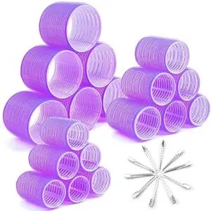LIKEDEE Jumbo Hair Curlers Rollers 28Pcs Big Hair Rollers with 18 Pcs Large Hair Rollers and 10Pcs Stainless Steel Duckbill Clip, 3 Size Hair Rollers Volume for Long Medium Short Salon DIY Hairstyles