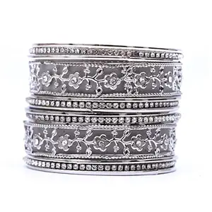 Honbon Bangles Bracelet Set Kundan Kade Metal Flower Design Jewelry Afghani Kade Gift for Ladies
