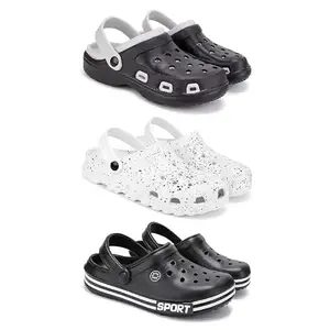 DRACKFOOT Lightweight Classic Clogs || Sandals with Slider for Men-Combo(3)-3018-3057-3014-8 Black