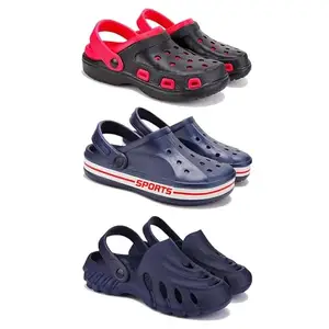 DRACKFOOT-Lightweight Classic Clogs || Sandals with Slider Adjustable Back Strap for Men-Combo(4)-3017-3069-3136-8 Navy