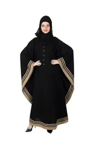 Women's Pure Georgette Hijab Dubai Style Side Patti Embroidery, Irani Burkha