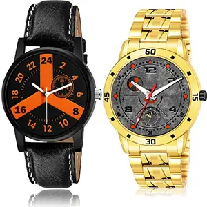 NIKOLA Rich Analog Black and Gold Color Dial Men Watch - B865-(13-S-21) (Pack of 2)