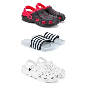 Lightweight Classic Clogs || Sandals with Slider Adjustable Back Strap for Men-Combo(3)-3017-3026-3057-8 White-6543