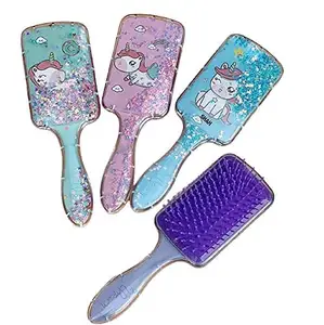 VOSHKAA Unicorn Theme Anti-static Hair Brush Massage Comb Shower Hair Brush Styling Tools for Girls Birthday Gift (Pack of 1)(Assorted print and color as per availability)