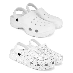 Lightweight Classic Clogs || Sandals with Slider Adjustable Back Strap for Men-Combo(2)-3122-3057-9 White-2496