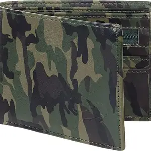 WILD EDGE Khakhi Men's Wallet in Two-Fold/Bi-Fold Design with Flap Closure and Camouflage Design | Smart and Formal Artificial Leather Wallet for Men