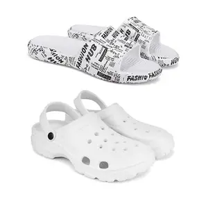 Lightweight Classic Clogs || Sandals with Slider Adjustable Back Strap for Men-Combo(2)-3104-3122-10 White-1561