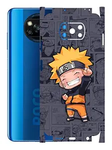 AtOdds AtOdds - Poco X3 Mobile Back Skin Rear Screen Guard Protector Film Wrap (Coverage - Back+Camera+Sides) (Naruto)