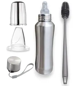 RB POINT 2 in 1 Hot or Cold, Anywhere You Go Thermosteel Silver Baby Feeding Milk-Water Bottle (250 ml)