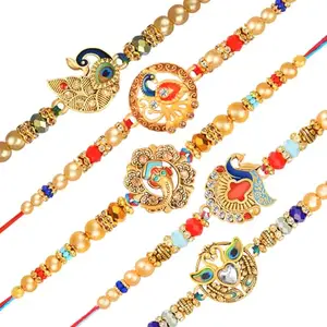 De Marquis 5 Designer Rakhi Combo Set For Brother (Pack of 5 Rakhi) Different Design And Pattern