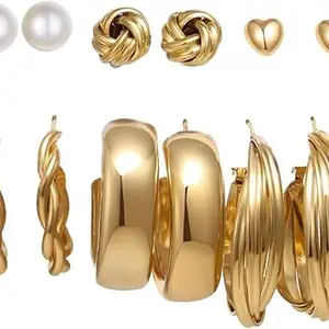 MEENAZ Earrings for Women fashion Girls Ladies | Fashion Multicolor Hoops Set Stud Earrings Western Hoop Earrings Stud Combo Set| Birthday Gift for Girls &Women Anniversary Gift for Wife Stylish studs