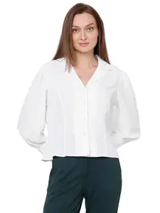 Visit the VERO MODA Store VERO Moda Cuban Collar Solid Formal Shirt | Day to Evening | Long Sleeves Notched Lapel Regular Fit Shirt for Women