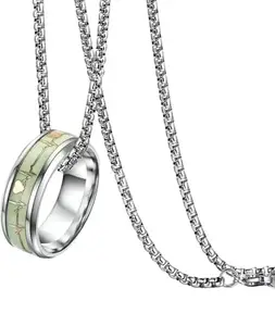 Radiant Reverie: Rhodium Shimmer Ring Pendant for Men