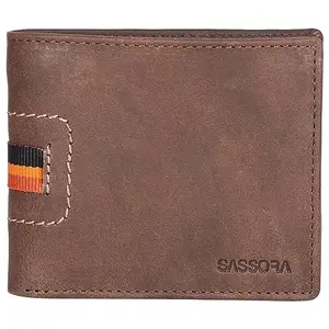 Sassora Genuine Leather Unisex Medium Men's RFID Wallet (Brown Tan)