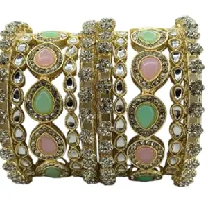 Abhi Enterprises - Bangles Kada Set of 2 Bracelet For Women & Girls, Metal Bangle Set, Jewellery Set for Women & Girls (Multicolor, Size - 2.8)