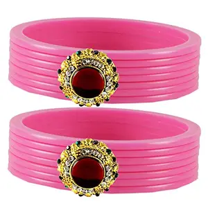 MAYA FASHION Pink Stone Acrylic-Brass Bangle With Very Extra Large Size Elegant Extra Large Size Bangle | Perfect Fit for Plus Size banglesTrendy and Comfortable Fit for woman and girls | (Sku-ban1782)