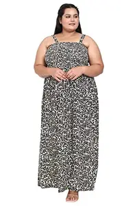 FashBeat Women's Plus Sizes Printed Long Maxi Dresses (3XL, White)