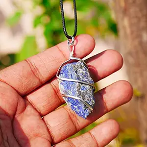 Reikved Lapis Lazuli Stone Natural Healing Crystals and Stones Crystal Pendants Necklace for Women Good Luck Charm Spiritual Gift for Him Her Jewelry for Women Men (Raw Wire Wrap)