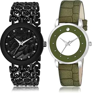 NEUTRON Heart Analog Black and Green Color Dial Women Watch - G568-GM336 (Pack of 2)