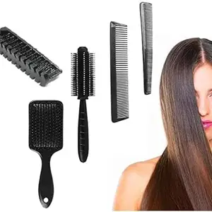ayushicreationa 5 Pcs Bristle Hair Brush and Comb Set for Women Men Kids, Paddle Hair brush and Small Travel Styling Brush for Wet or Dry Hair Detangling Smoothing Massage