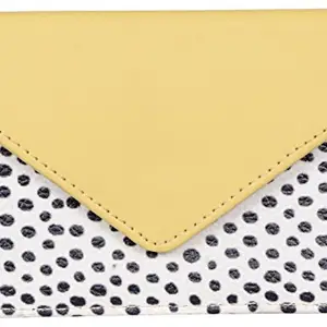 Multi-Function Card Holder for Women Exclusively on Fizza | Made from 100% Premium PU Leather | Wallets for Girls - Wallets for Women - Card Holder Organizer - Spacious Wallet - Yellow & Off White