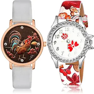 NEUTRON Quartz Analog Brown and Red Color Dial Women Watch - GM366-G409 (Pack of 2)