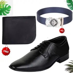 Fashionable Trendy Formal Shoes/Party Shoes/Shoes Combo with Free Wallet & Belt for Men and Boys (BAZAAR426_AXR-TC-301) Multicolor