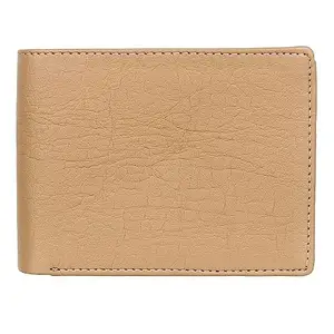 FILL CRYPPIES Men's Stylish Beige Artificial Card Holder Wallet (10-15 Card Slots)