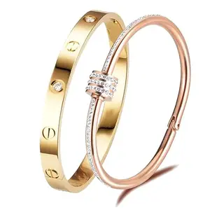 MIAMI bracelet for women Stylish Bangles for women Adjustable Anti Tarnish Bracelet for girls rose gold Kada for Women Accessories Anti Tarnish Jewellery Stainless Steel Cuff Bracelet gifts Combo