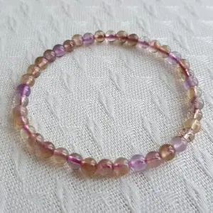 LKBEADS Natural Auralite 23 6mm Round Shape Smooth Cut Beads 7 Inch Stretchable Bracelet for Men & Women.|STBR_RR_01033_7.0