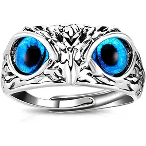 ONE POINT COLLECTIONS Owl ring for men and women Pack Of 2 Silver (Adjustable)