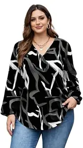 NG NIROMIKA Viscose Rayon Abstract Pattern Top for Women | A Line Tops | Summer Kurta | V-Neck Top | Short Kurti for Women| Full Sleeves |