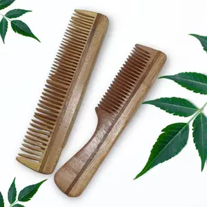 SARUMAM Neem Comb, Wooden Comb | Hair Growth, Hairfall, Dandruff Control | Hair Straightening, Frizz Control|Pack Of 2 Combo (Rake Comb, All Purpose Comb)