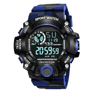 Loris Premium Brand - A Digital Watch Shockproof Multi-Functional Automatic 5 Color Army Strap Waterproof Digital Sports Watch for Men Pack of 1 (Blue)