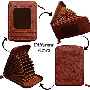 Young Arrow Men Casual Beige Genuine Leather Card Holder (10 Card Slots)