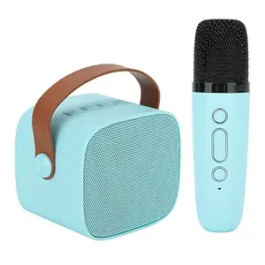 BUBZ Mini Bluetooth Karaoke Speaker, 6 Sound Effects Clear Sound Mini Karaoke Machine with Wireless Microphone for Speech (Blue)