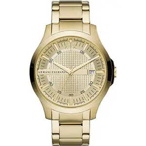 Armani Exchange Analog AX Men's Stainless Steel Quartz Dress Watch, Gold, 46mm, bracelet