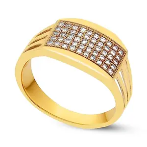 Mahi Creation Men's Finger Ring Brass With Diamond Stylish Design Gold Plated-39 (21)